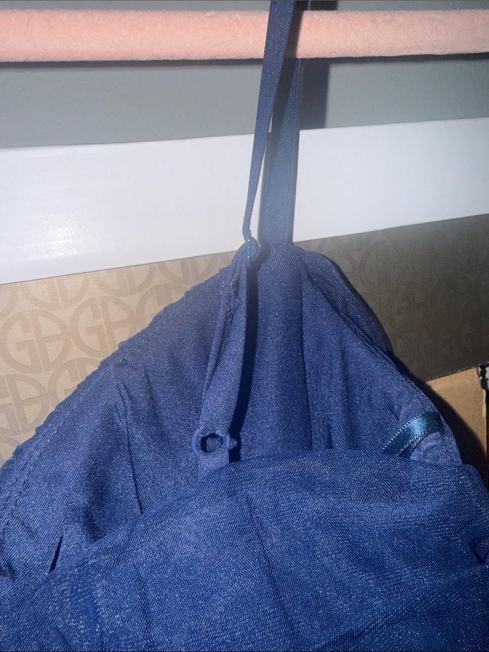 Giani Bernini Navy Blue Tulle Midi Dress with Spaghetti Straps - Picture 5 of 5